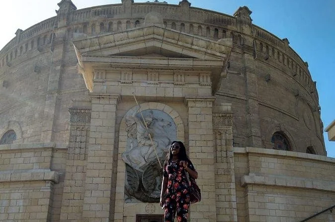 Round Roman tower of Babylon fortress in Coptic Cairo